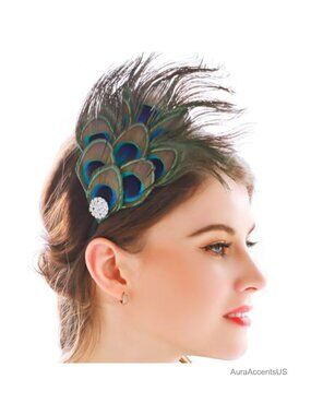 Feather Rhinestone Headband 1920s Flapper Costume Hair Accessory